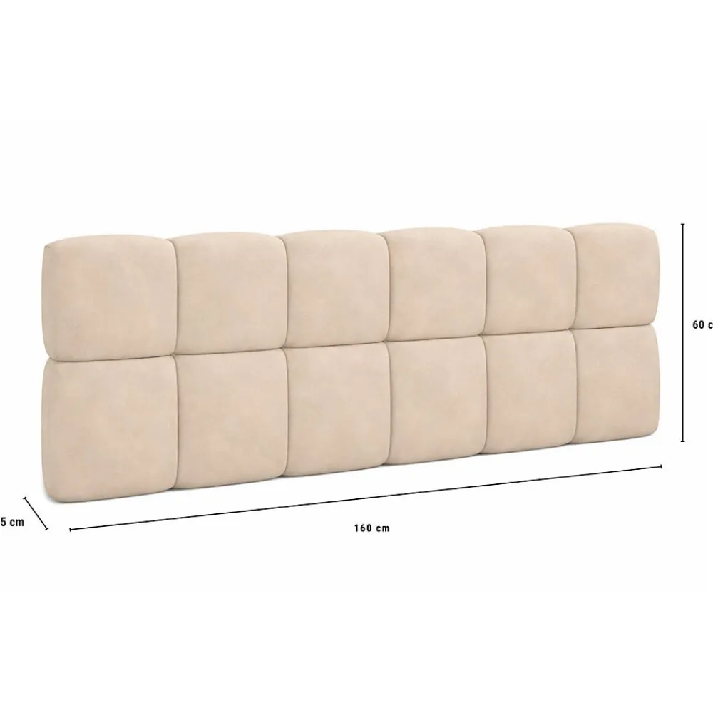 Tête de lit suspendue matelassée NUAGE velours beige 160 cm>IDMarket Hot