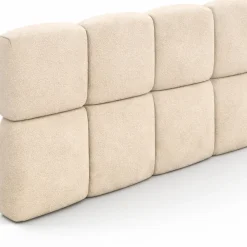 Tête de lit suspendue matelassée NUAGE velours beige 160 cm><noscript><img width=