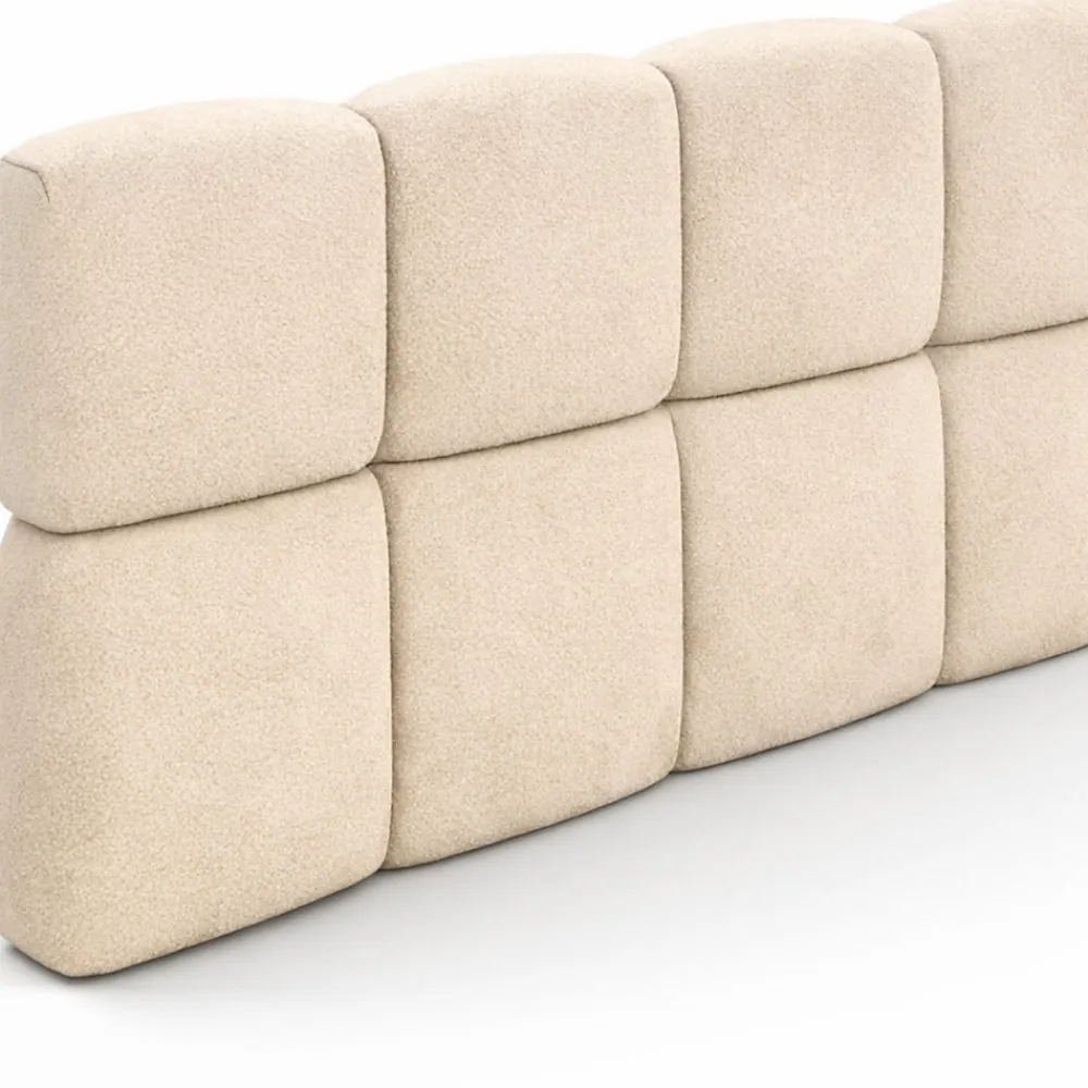 Tête de lit suspendue matelassée NUAGE velours beige 160 cm>IDMarket Hot