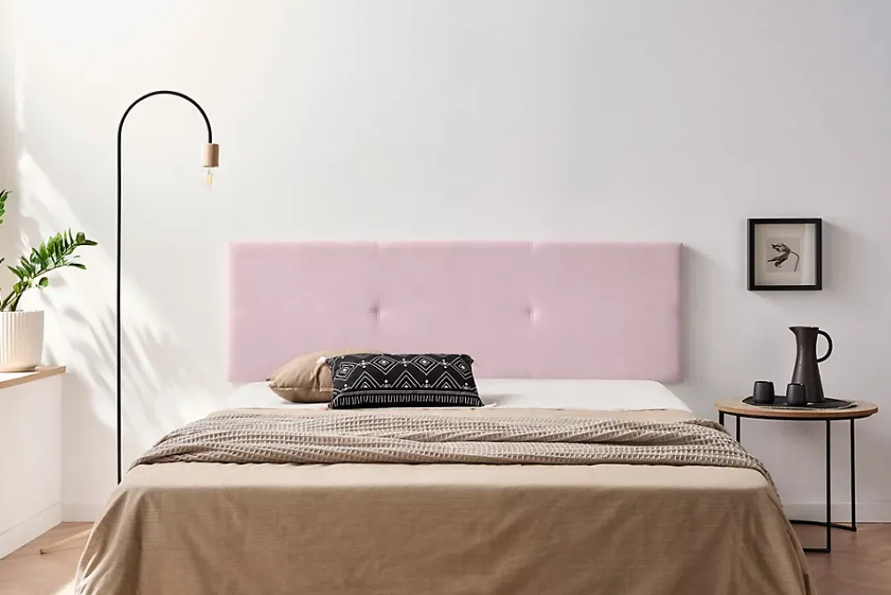 Moonia Tête de Lit Tapisée ALMA Aqualine 100x50x5 cm - Rose Clair -* Tête De Lit