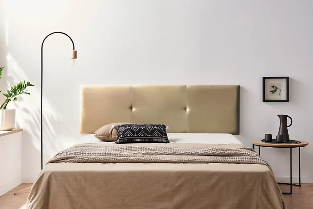 Moonia Tête de Lit Tapisée ALMA Simili cuir 100x50x5 cm - Or -* Tête De Lit