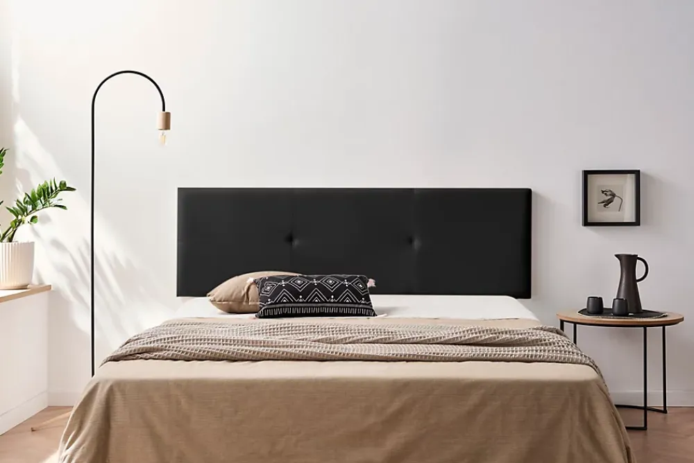 Moonia Tête de Lit Tapisée ALMA Simili cuir 145x50x5 cm - Noir -* Tête De Lit