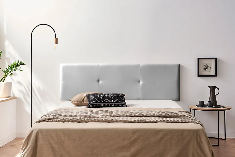 Tête de Lit Tapisée ALMA Simili cuir 145x50x5 cm - Argent ->Moonia New