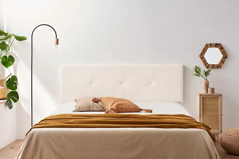 Moonia Tête de Lit Tapisée ALTEA Aqualine 90x50x5 cm - Beige -* Tête De Lit