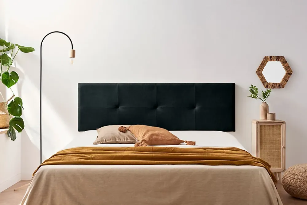 Moonia Tête de Lit Tapisée ALTEA Aqualine 90x50x5 cm - Noir -* Tête De Lit