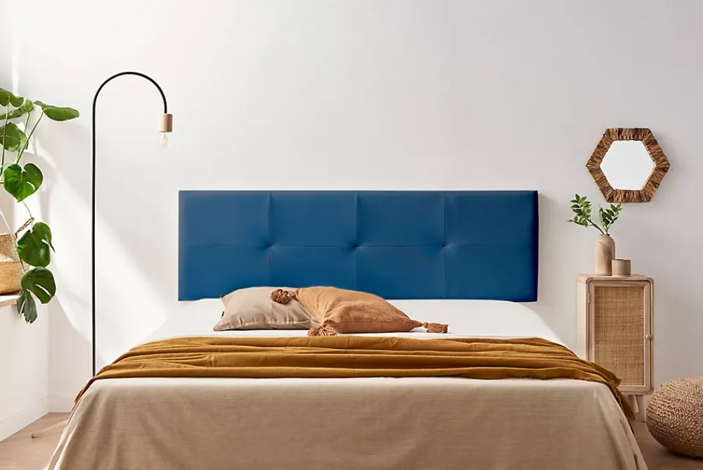 Moonia Tête de Lit Tapisée ALTEA Simili cuir 90x50x5 cm - Bleu Foncé -* Tête De Lit