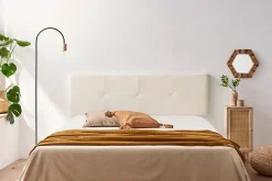 Moonia Tête de Lit Tapisée ALTEA Simili cuir 145x50x5 cm - Blanc Cassé -* Tête De Lit