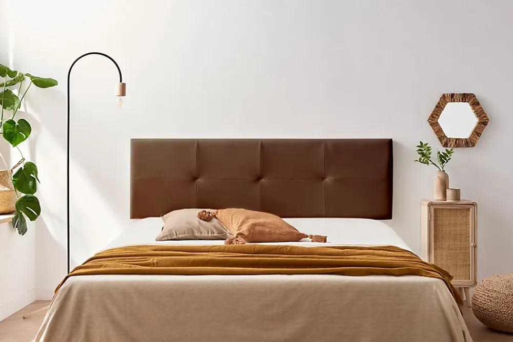 Moonia Tête de Lit Tapisée ALTEA Simili cuir 115x50x5 cm - Marron -* Tête De Lit