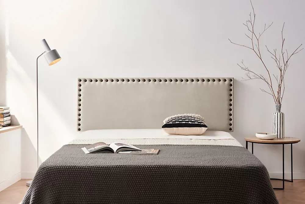 Moonia Tête de Lit Tapisée MODENA Aqualine 90x55x8 cm - Beige Toast -* Tête De Lit