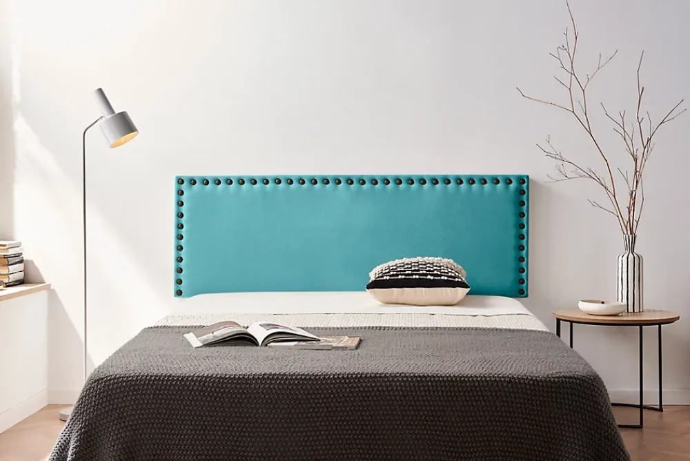 Moonia Tête de Lit Tapisée MODENA Aqualine 145x55x8 cm - Turquoise -* Tête De Lit