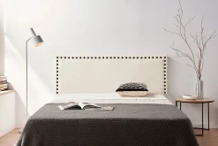Tête de Lit Tapisée MODENA Simili cuir 160x55x8 cm - Blanc Cassé ->Moonia Discount