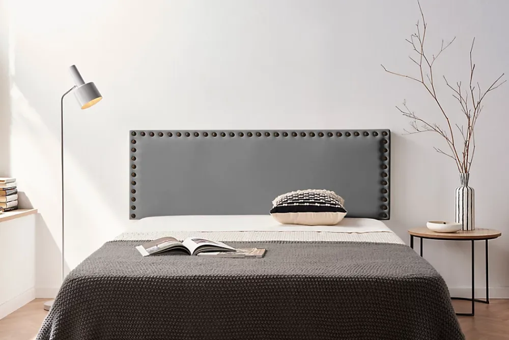 Moonia Tête de Lit Tapisée MODENA Simili cuir 130x55x8 cm - Gris Foncé -* Tête De Lit