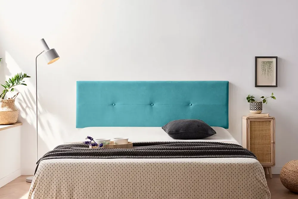 Moonia Tête de Lit Tapisée NAPOLI Aqualine 160x50x5 cm - Turquoise -* Tête De Lit