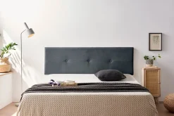 Moonia Tête de Lit Tapisée NAPOLI Aqualine 130x50x5 cm - Gris Foncé -* Tête De Lit