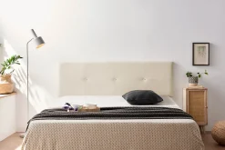 Tête de Lit Tapisée NAPOLI Simili cuir 100x50x5 cm - Blanc Cassé ->Moonia Online