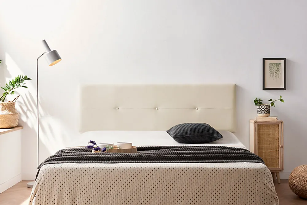 Tête de Lit Tapisée NAPOLI Simili cuir 145x50x5 cm - Blanc Cassé ->Moonia Sale