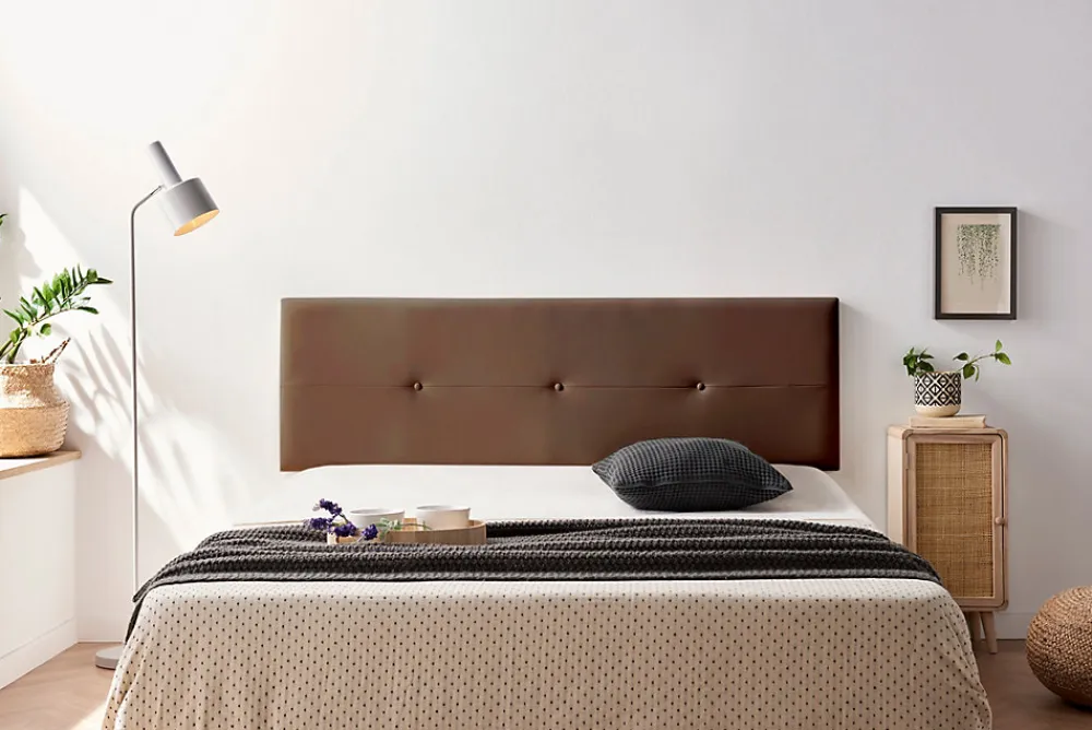 Tête de Lit Tapisée NAPOLI Simili cuir 130x50x5 cm - Marron ->Moonia Discount