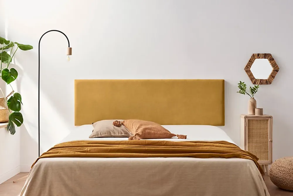 Moonia Tête de Lit Tapisée NOVA Aqualine 160x50x5 cm - Moutarde -* Tête De Lit