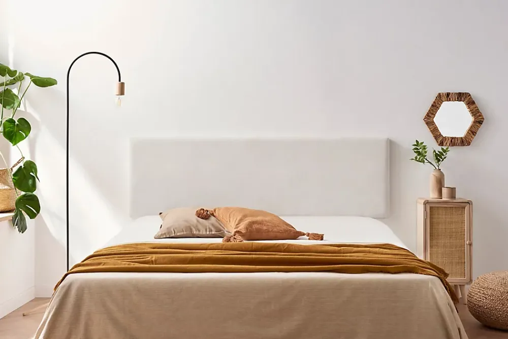 Moonia Tête de Lit Tapisée NOVA Aqualine 100x50x5 cm - Beige -* Tête De Lit