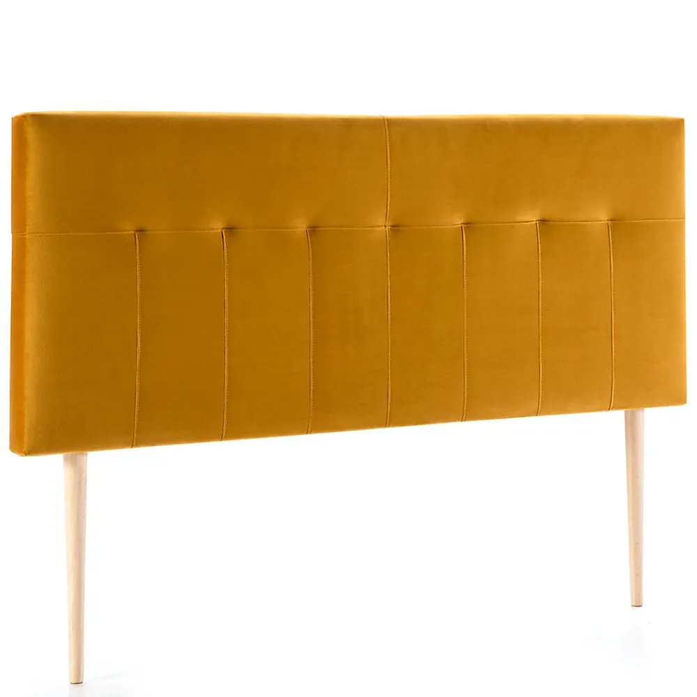 Tête de lit tapissée Napoles 160x100 cm Moutarde, Velours, Pieds en Bois>Vs Venta-Stock Hot