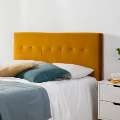 Tête de lit tapissée Napoles 160x100 cm Moutarde, Velours, Pieds en Bois>Vs Venta-Stock Hot