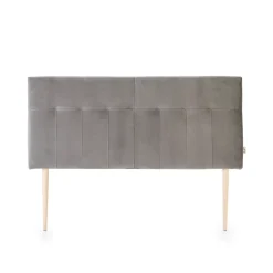 Vs Venta-Stock Tête de lit tapissée Napoles 160x100 cm Gris, Velours, Pieds en Bois* Tête De Lit