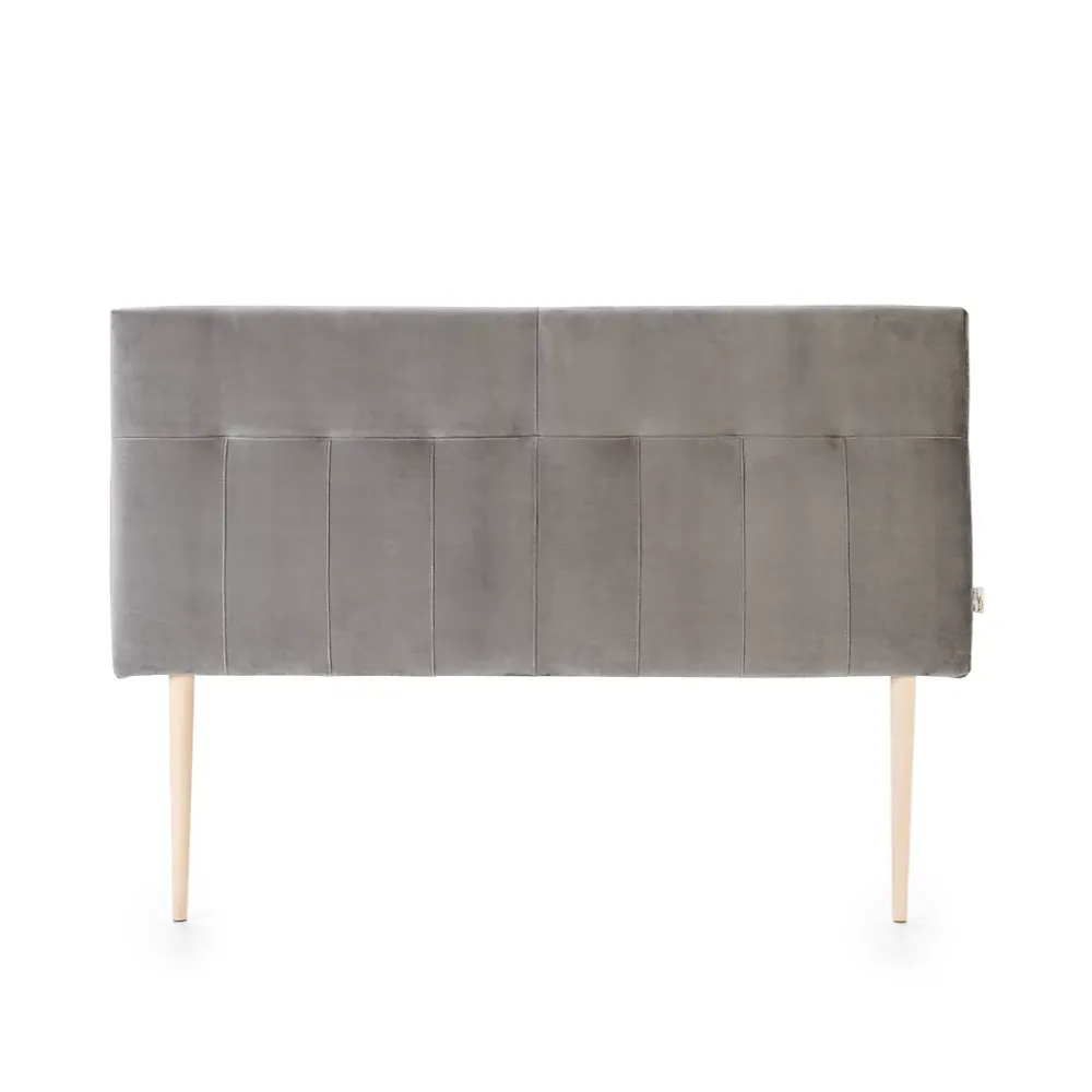 Vs Venta-Stock Tête de lit tapissée Napoles 160x100 cm Gris, Velours, Pieds en Bois* Tête De Lit