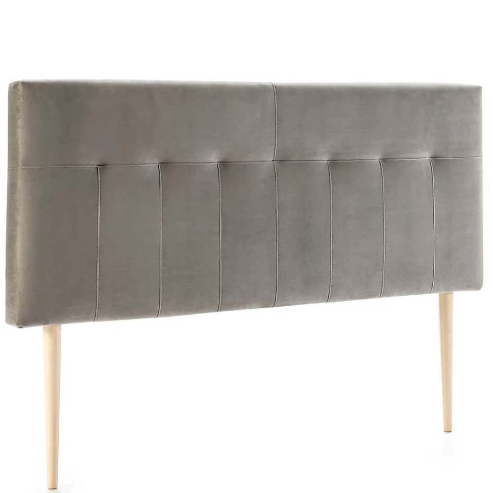 Vs Venta-Stock Tête de lit tapissée Napoles 160x100 cm Gris, Velours, Pieds en Bois* Tête De Lit