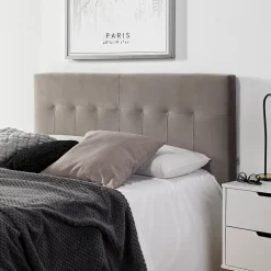 Vs Venta-Stock Tête de lit tapissée Napoles 160x100 cm Gris, Velours, Pieds en Bois* Tête De Lit