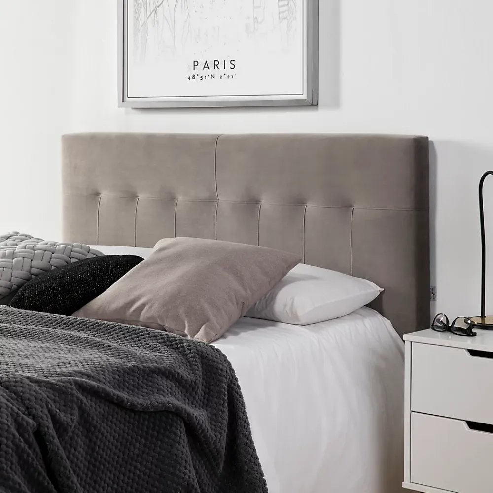 Vs Venta-Stock Tête de lit tapissée Napoles 160x100 cm Gris, Velours, Pieds en Bois* Tête De Lit