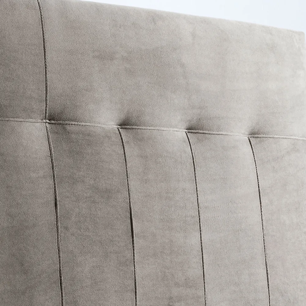 Vs Venta-Stock Tête de lit tapissée Napoles 160x100 cm Gris, Velours, Pieds en Bois* Tête De Lit