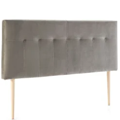 Tête de lit tapissée Napoles 140x100 cm Gris, Velours, Pieds en Bois>Vs Venta-Stock Discount