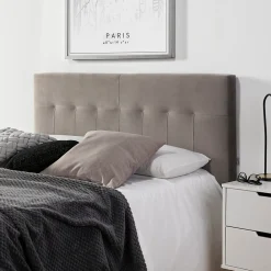 Tête de lit tapissée Napoles 140x100 cm Gris, Velours, Pieds en Bois>Vs Venta-Stock Discount