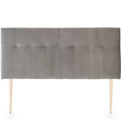 Tête de lit tapissée Napoles 140x100 cm Gris, Velours, Pieds en Bois><noscript><img width=