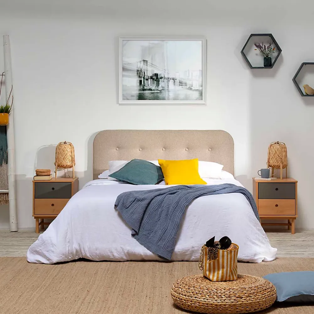 Vs Venta-Stock Tête de lit tapissée Saona 150x60 cm Couleur Beige, 8 cm d'épaisseur* Tête De Lit