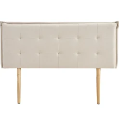Tête de lit TIMOTHÉ 140 capitonnée sur pieds, en tissu - Écru>Idimex New