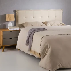 Tête de lit TIMOTHÉ 140 capitonnée sur pieds, en tissu - Écru>Idimex New