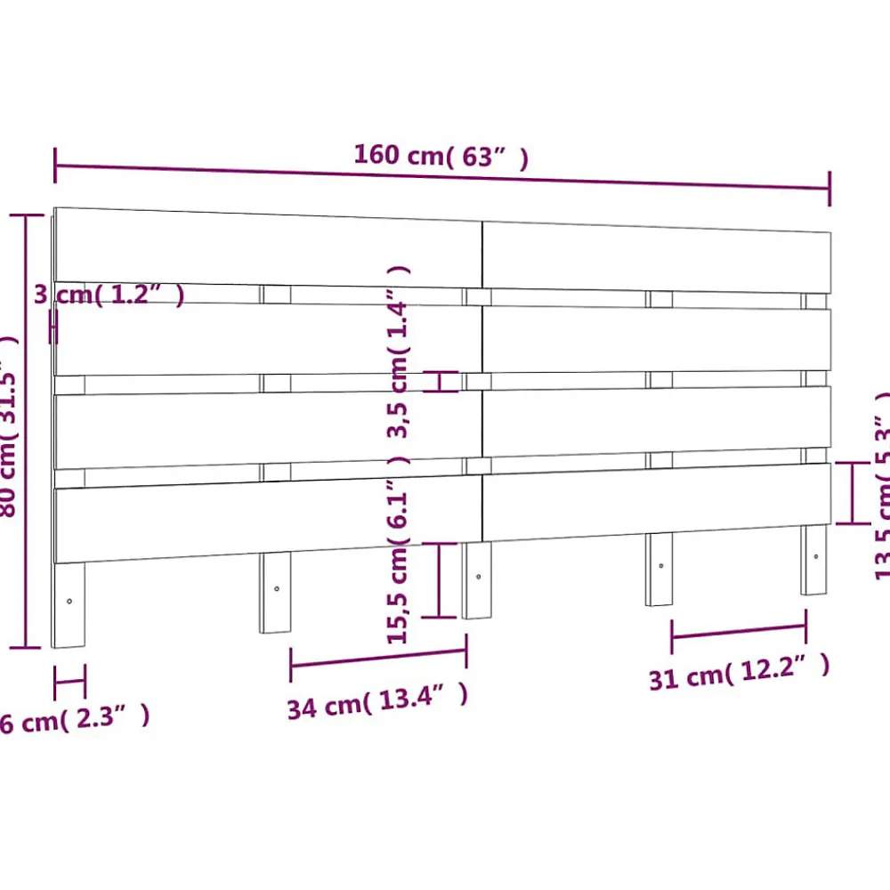 Tête de lit 160x3x80 cm Bois massif de pin>Vidaxl Outlet