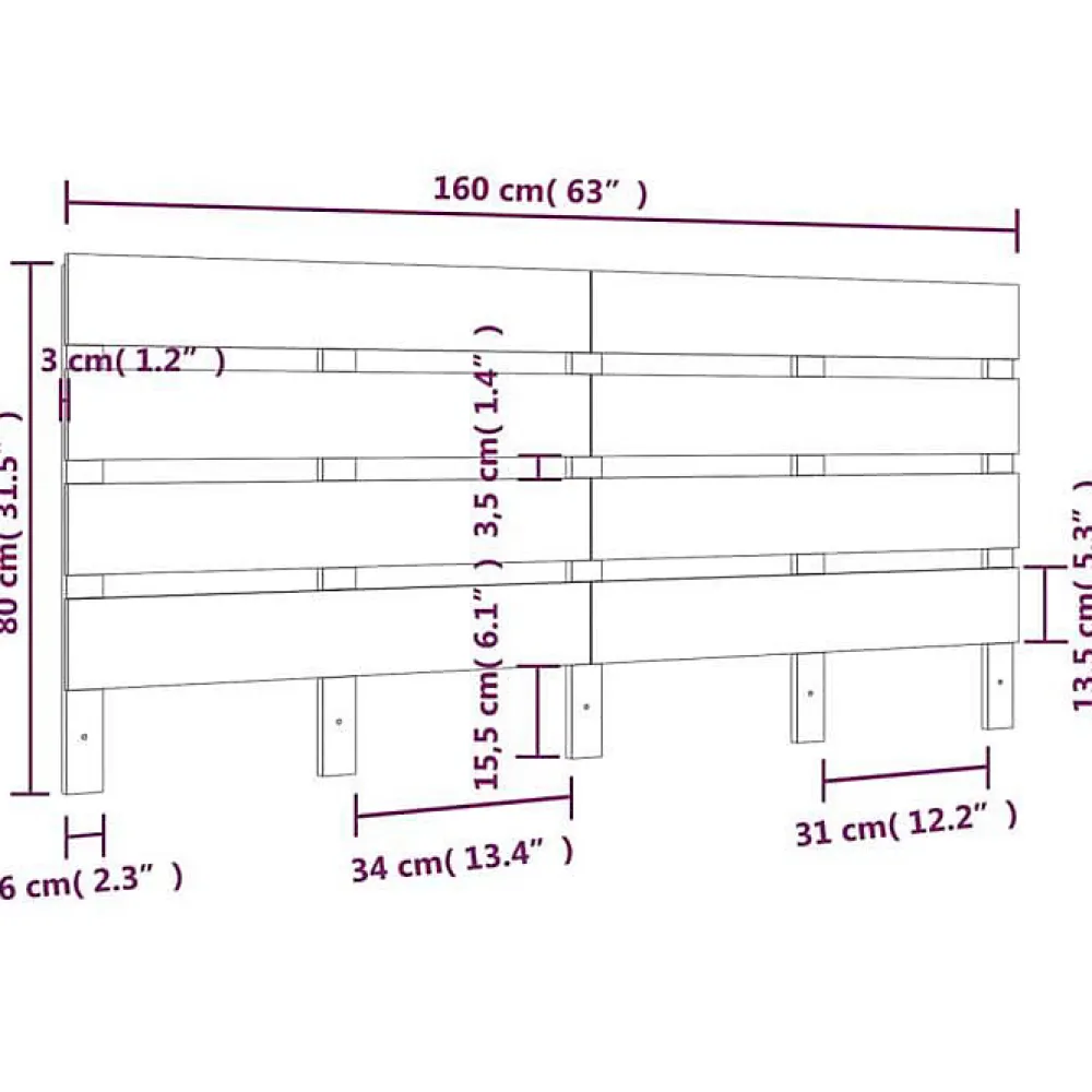 Tête de lit 160x3x80 cm Bois massif de pin>Vidaxl Outlet