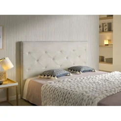 Tête de lit Zafiro pour lit 105 en tissu gris blanc 115x115x8.><noscript><img width=
