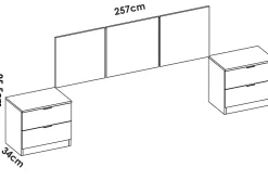 Dmora Tête du lit Oliwa, Tête de lit, Tête de lit pour la chambre, Appui-tête, 257x34 h96 cm, Blanc* Tête De Lit