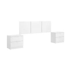 Dmora Tête du lit Oliwa, Tête de lit, Tête de lit pour la chambre, Appui-tête, 257x34 h96 cm, Blanc* Tête De Lit
