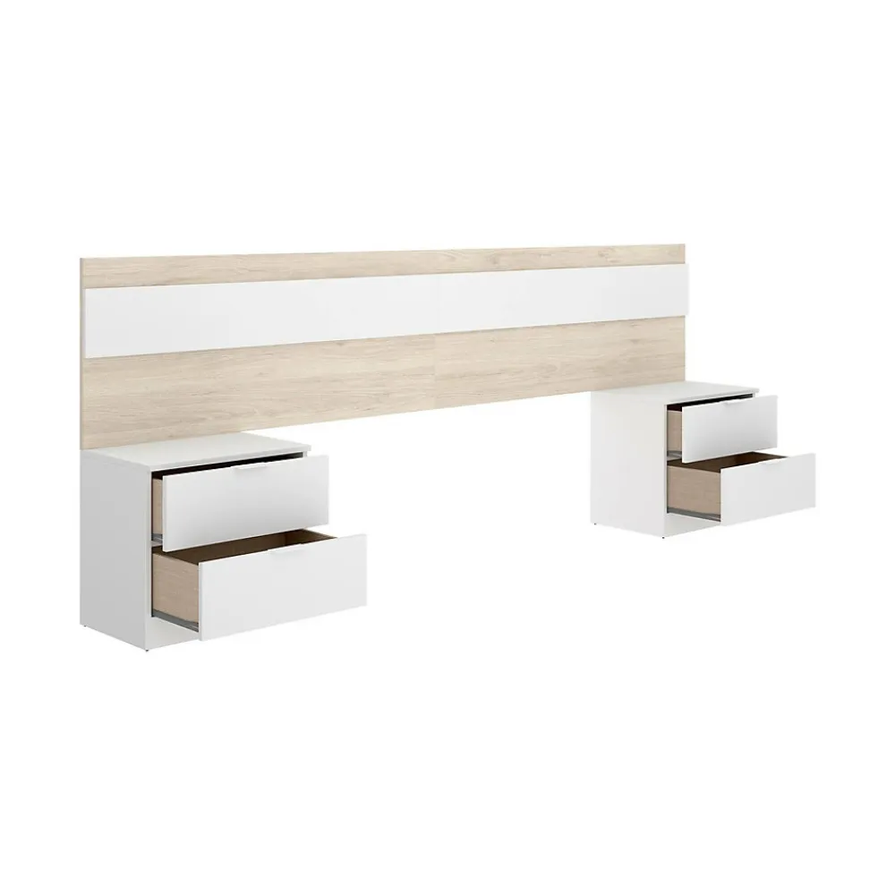 Tête du lit Trudy, Tête de lit, Tête de lit pour la chambre, Appui-tête, 248x34 h96 cm, Chêne clair et Blanc>Dmora New