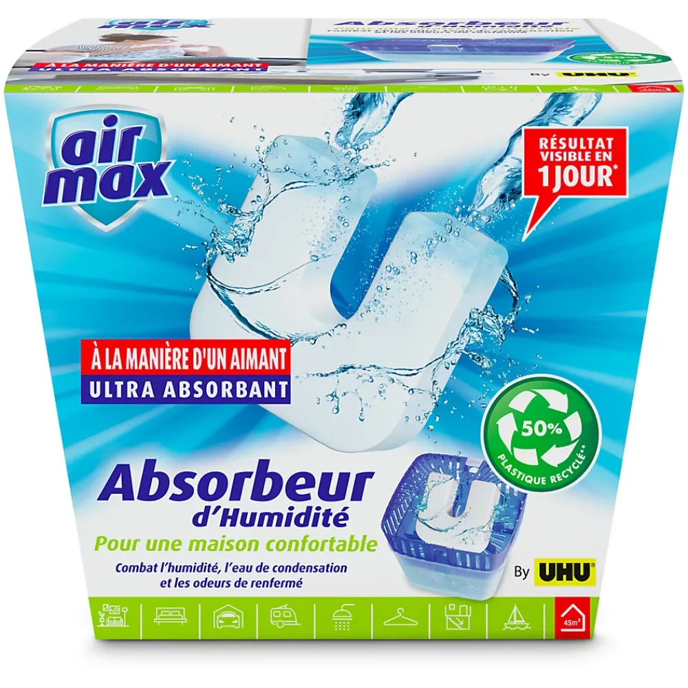 UHU Air max magnet - Absorbeur d'humidité très rapide et efficace, 1 recharge incluse* Absorbeur D'Humidité