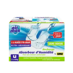 UHU Air max magnet - Recharges sans parfum pour absorbeur d'humidité Air max magnet, 2x 450g* Absorbeur D'Humidité