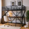 Lit superposé métallique enfant noir avec LED, bureau intégré>Urban Meuble Online