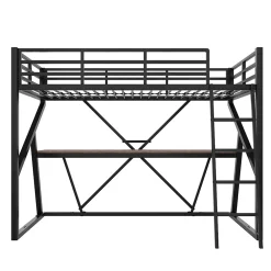 Lit superposé métallique enfant noir avec LED, bureau intégré><noscript><img width=
