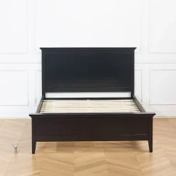 VANESSA Lit double style bord de mer en pin laqué noir, 160 x 200><noscript><img width=