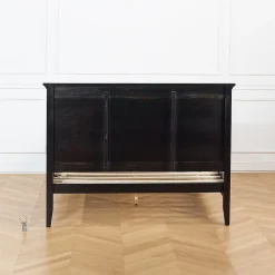 VANESSA Lit double style bord de mer en pin laqué noir, 160 x 200><noscript><img width=