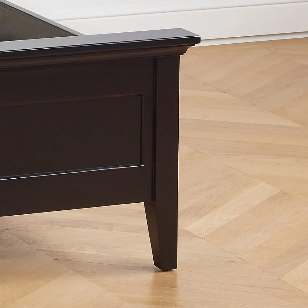 VANESSA Lit double style bord de mer en pin laqué noir, 160 x 200>Robin des bois